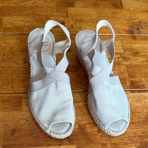 Toni Pons Origens Neutral Canvas Espadrille Slingback Wedge Size: 38- US 7.5-8